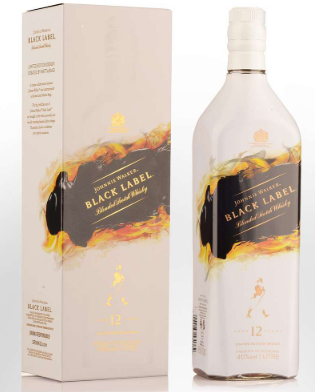 Johnnie Walker Black Label Aged 12 Years Limited Edition Design - Mattia Biagi - White Packaging with Box, 1L