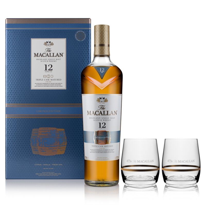The Macallan 12 Years Old Triple Cask - Limited Edition with 2 Glasses, 70cl