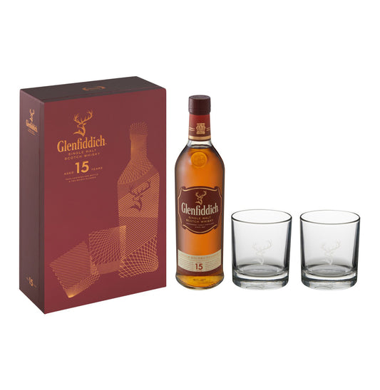Glenfiddich Aged 18 Years - Small Batch Reserve with 2 Glasses - Old Packaging, 75cl